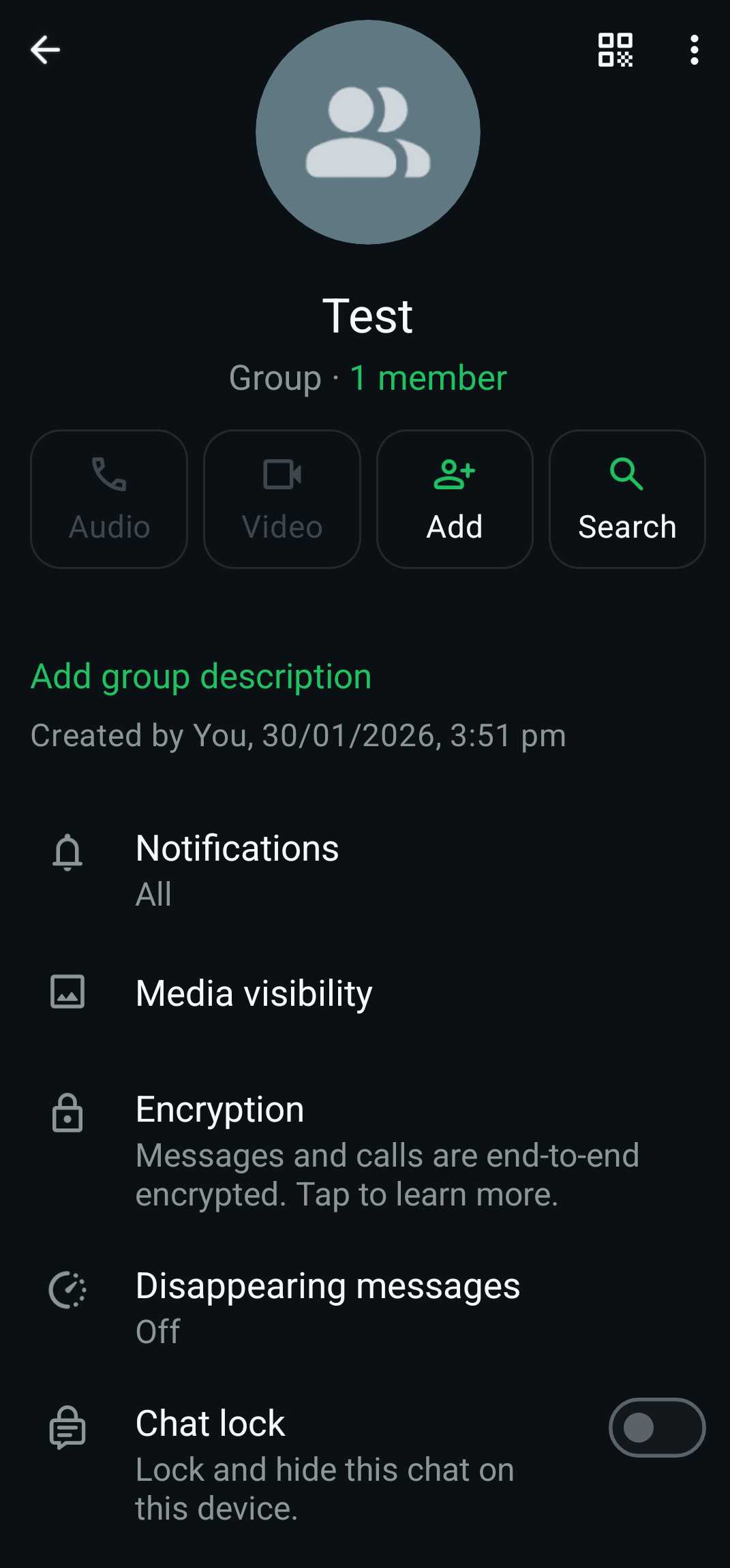 Group Info Screen